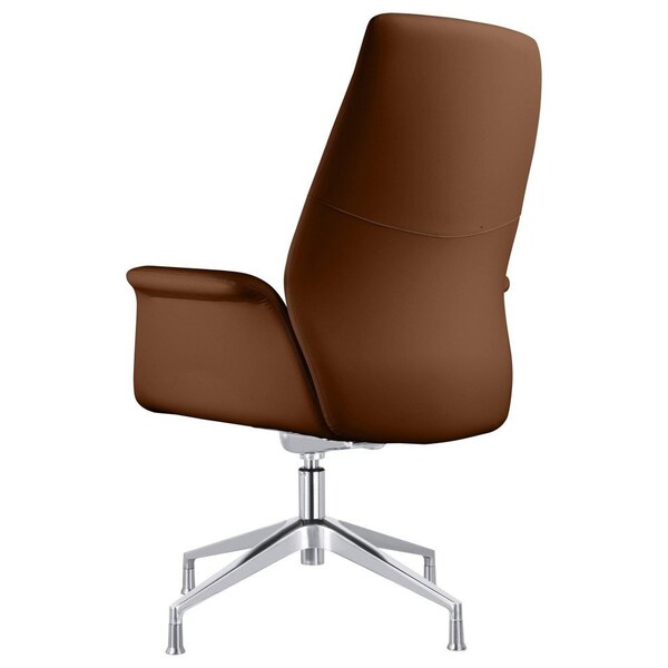 Leisuremod Summit Office Chair in Faux Leather and Aluminum Frame, Adjustable Height and Swivel, Dark Brown - SGO21DBRL