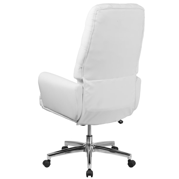 Flash Furniture Executive Chair Fixed Arms, 18-3/4" to 21-1/2" Height, Leather, White - BT-444-WH-GG