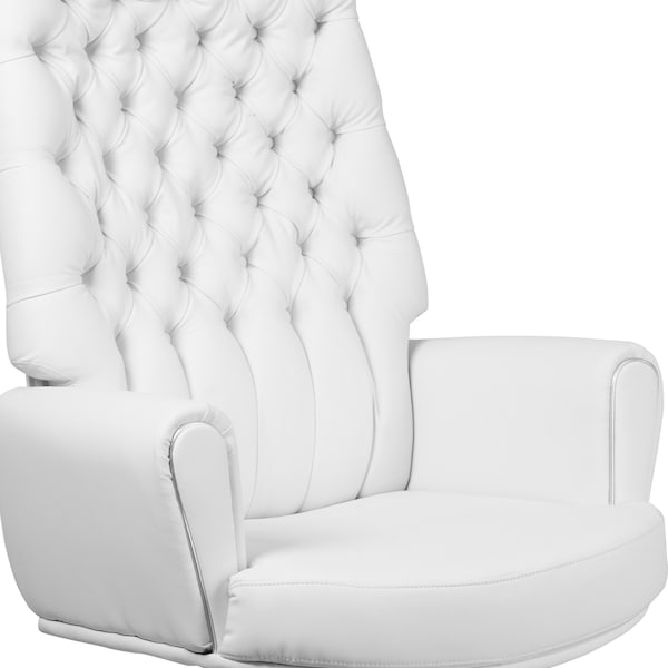 Flash Furniture Executive Chair Fixed Arms, 18-3/4" to 21-1/2" Height, Leather, White - BT-444-WH-GG