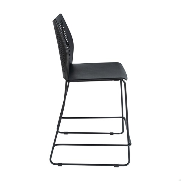 Flash Furniture HERCULES Stack Counter Stool with Air-Vent Back and Powder Coated Sled Base - RUT-498A-CS-BK-GG