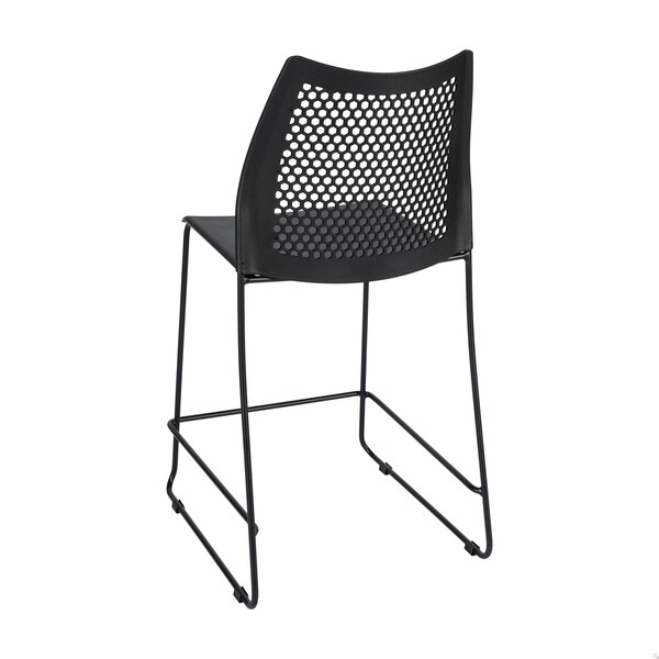 Flash Furniture HERCULES Stack Counter Stool with Air-Vent Back and Powder Coated Sled Base - RUT-498A-CS-BK-GG
