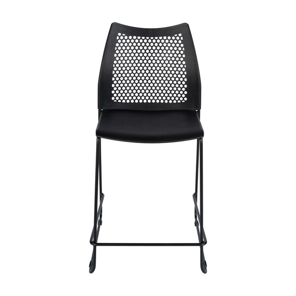 Flash Furniture HERCULES Stack Counter Stool with Air-Vent Back and Powder Coated Sled Base - RUT-498A-CS-BK-GG