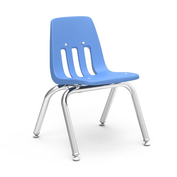 Virco 9000 Series 12" Classroom Chair, Preschool - 1st Grade with Nylon Glides - Sky Blue Seat - 9012