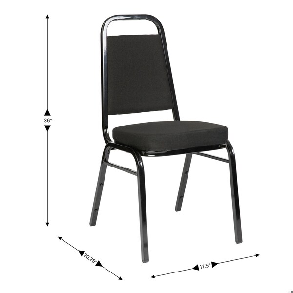 Flash Furniture HERCULES Series Trapezoidal Back Stacking Banquet Chair w/Black Fabric and 2.5in. Thick Seat, Black - FD-BHF-1-BK-BK-GG