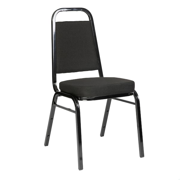 Flash Furniture HERCULES Series Trapezoidal Back Stacking Banquet Chair w/Black Fabric and 2.5in. Thick Seat, Black - FD-BHF-1-BK-BK-GG