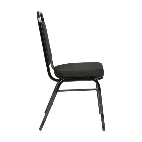 Flash Furniture HERCULES Series Trapezoidal Back Stacking Banquet Chair w/Black Fabric and 2.5in. Thick Seat, Black - FD-BHF-1-BK-BK-GG