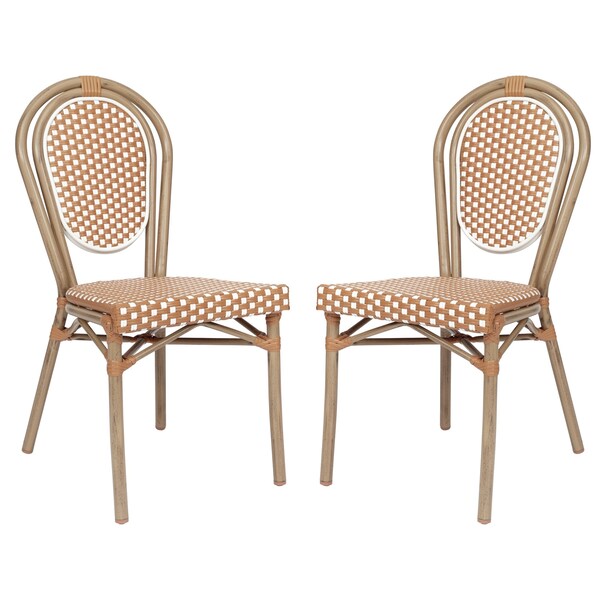 Flash Furniture Lourdes Thonet French Bistro Stacking Chair, Natural/White PE Rattan and Bamboo Print Alum Frm, 2PK - 2-SDA-AD642002S-NATWH-LTNAT-GG