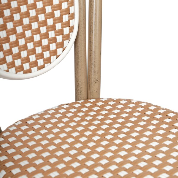 Flash Furniture Lourdes Thonet French Bistro Stacking Chair, Natural/White PE Rattan and Bamboo Print Alum Frm, 2PK - 2-SDA-AD642002S-NATWH-LTNAT-GG