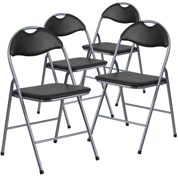 Flash Furniture Black Vinyl Folding Chair - 4-YB-YJ806H-GG
