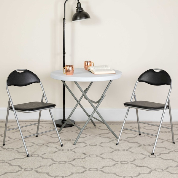 Flash Furniture Black Vinyl Folding Chair - 4-YB-YJ806H-GG