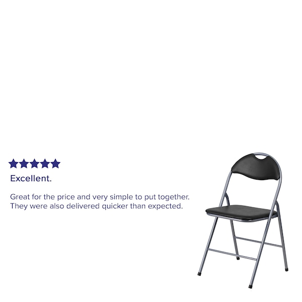Flash Furniture Black Vinyl Folding Chair - 4-YB-YJ806H-GG