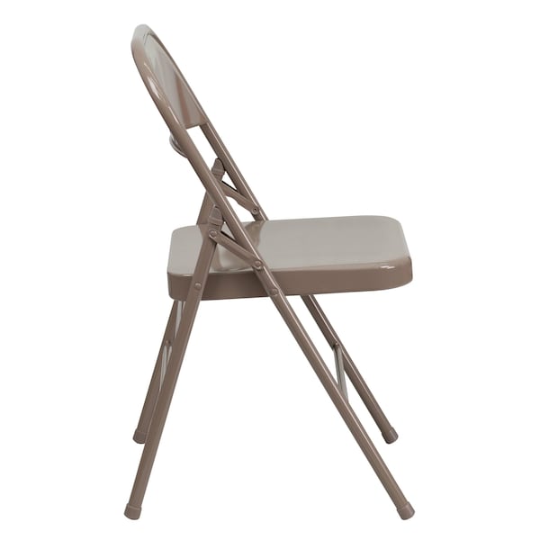 Flash Furniture Beige Metal Folding Chair - 4-HF3-MC-309AS-BGE-GG
