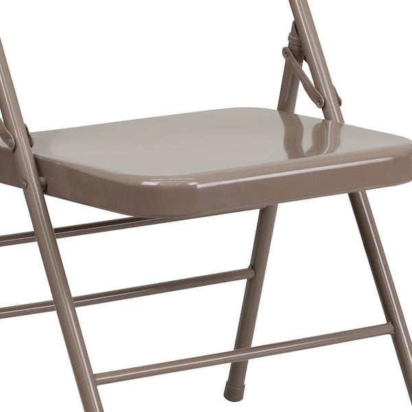 Flash Furniture Beige Metal Folding Chair - 4-HF3-MC-309AS-BGE-GG