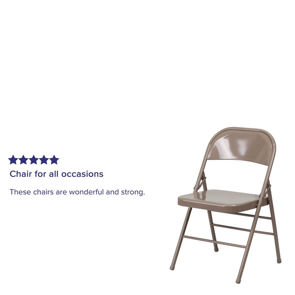 Flash Furniture Beige Metal Folding Chair - 4-HF3-MC-309AS-BGE-GG