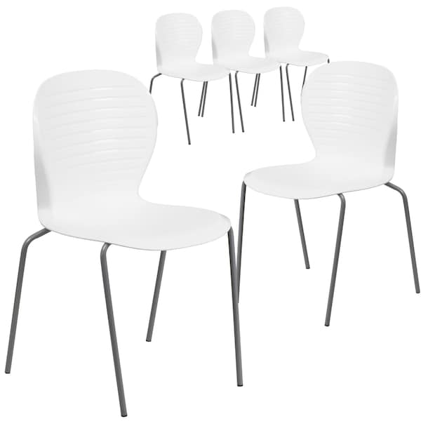 Flash Furniture HERCULES Series 551 lb. Capacity White Stack Chair - 5-RUT-3-WH-GG