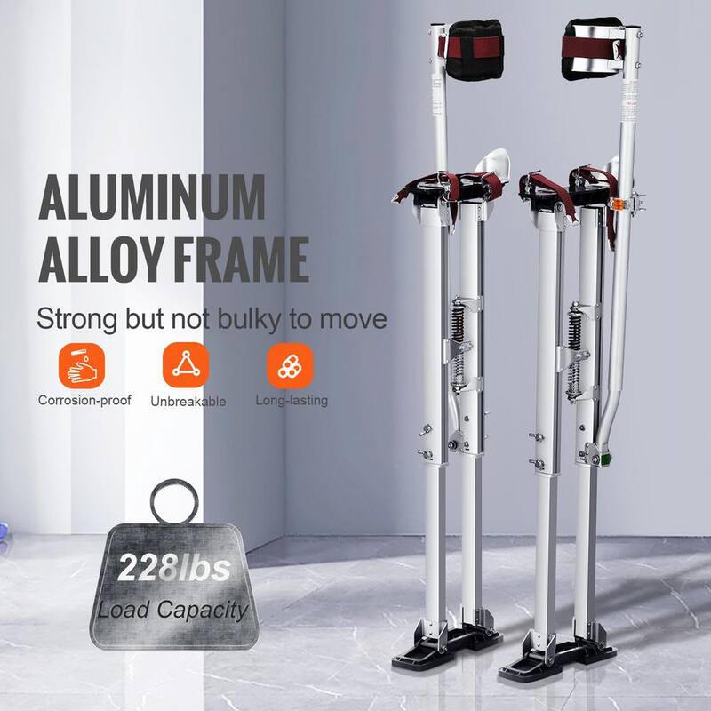 SVOPES 36 in.-50 in. Adjustable Aluminum Drywall Stilts with Protective Knee Pads, Durable Non-slip Tools for Painting, Silver - SGBGQYCYS3650PY9HV0-0827