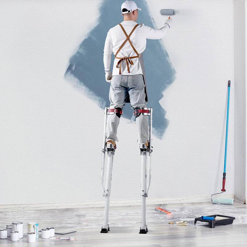 SVOPES 36 in.-50 in. Adjustable Aluminum Drywall Stilts with Protective Knee Pads, Durable Non-slip Tools for Painting, Silver - SGBGQYCYS3650PY9HV0-0827