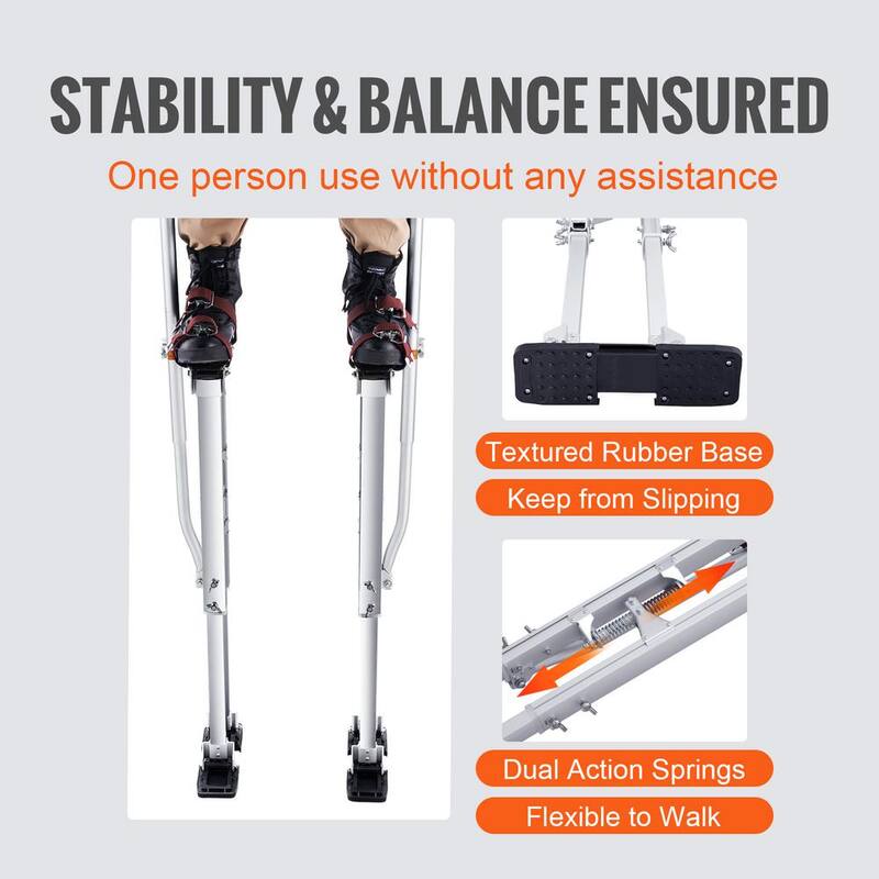 SVOPES 36 in.-50 in. Adjustable Aluminum Drywall Stilts with Protective Knee Pads, Durable Non-slip Tools for Painting, Silver - SGBGQYCYS3650PY9HV0-0827