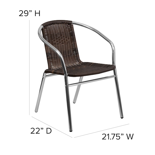 Flash Furniture Commercial Aluminum & Dk Brown Rattan Stack Chair - 4-TLH-020-GG