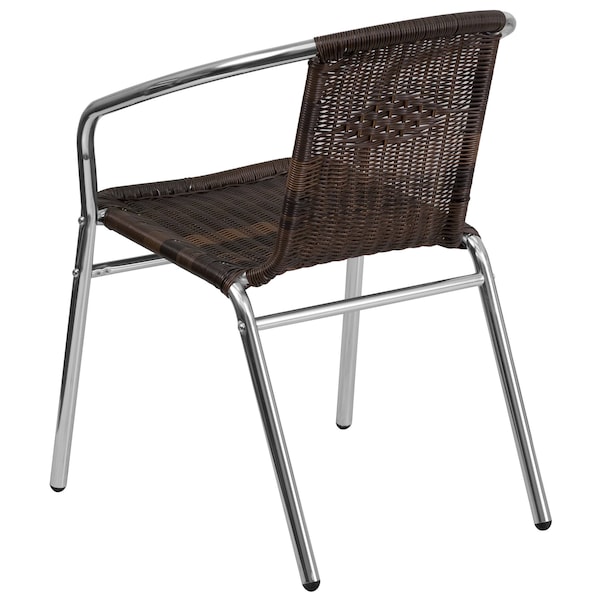 Flash Furniture Commercial Aluminum & Dk Brown Rattan Stack Chair - 4-TLH-020-GG
