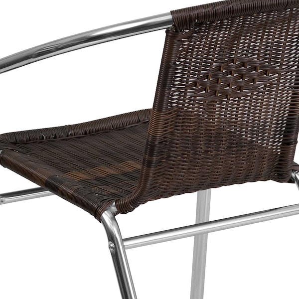 Flash Furniture Commercial Aluminum & Dk Brown Rattan Stack Chair - 4-TLH-020-GG