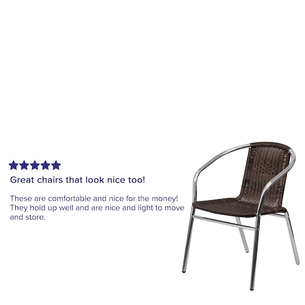 Flash Furniture Commercial Aluminum & Dk Brown Rattan Stack Chair - 4-TLH-020-GG