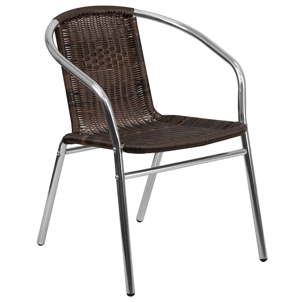 Flash Furniture Commercial Aluminum & Dk Brown Rattan Stack Chair - 4-TLH-020-GG