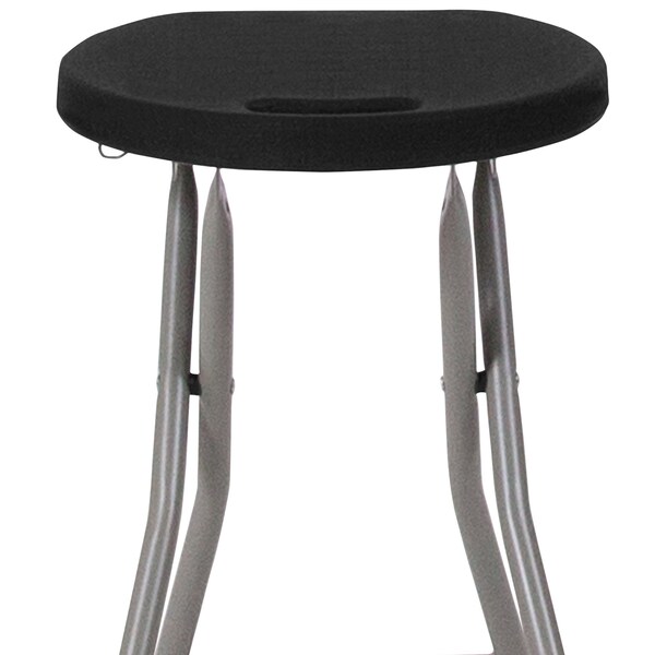 Flash Furniture Foldable Stool with Black Plastic Seat and Titanium Frame - 2-DAD-YCD-30-GG