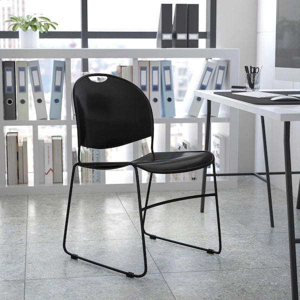Flash Furniture Black Stack Chair-Black Frame - 5-RUT-188-BK-GG