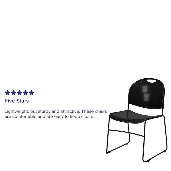 Flash Furniture Black Stack Chair-Black Frame - 5-RUT-188-BK-GG