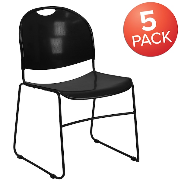 Flash Furniture Black Stack Chair-Black Frame - 5-RUT-188-BK-GG