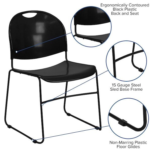 Flash Furniture Black Stack Chair-Black Frame - 5-RUT-188-BK-GG