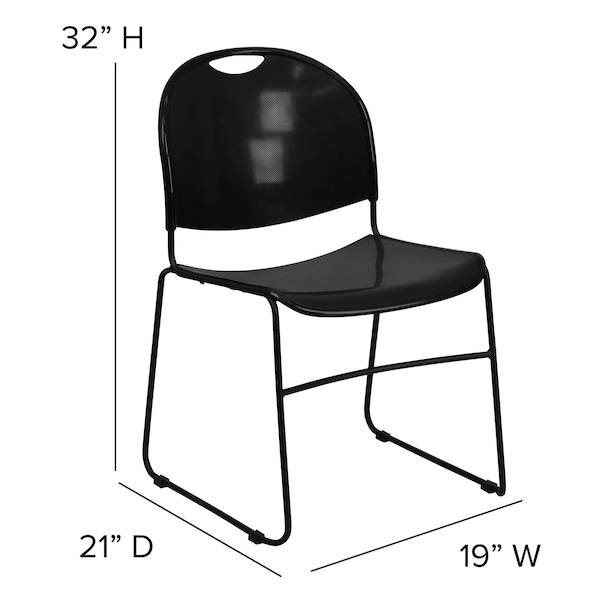 Flash Furniture Black Stack Chair-Black Frame - 5-RUT-188-BK-GG