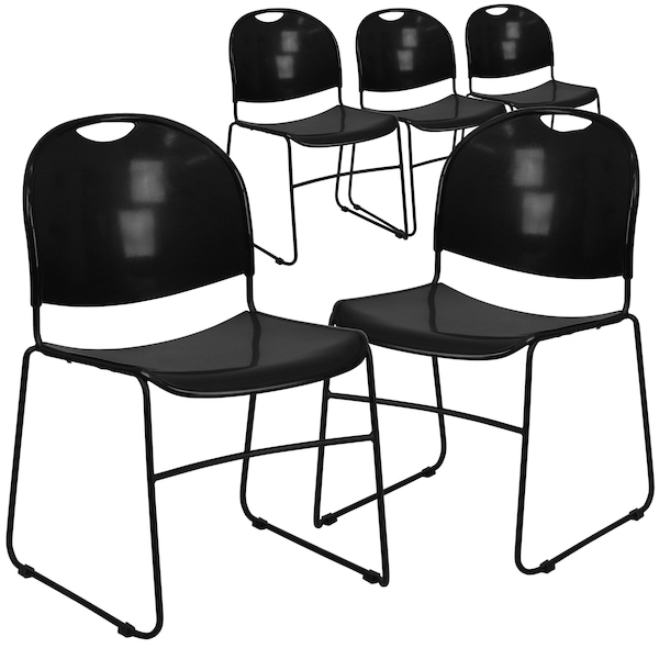 Flash Furniture Black Stack Chair-Black Frame - 5-RUT-188-BK-GG