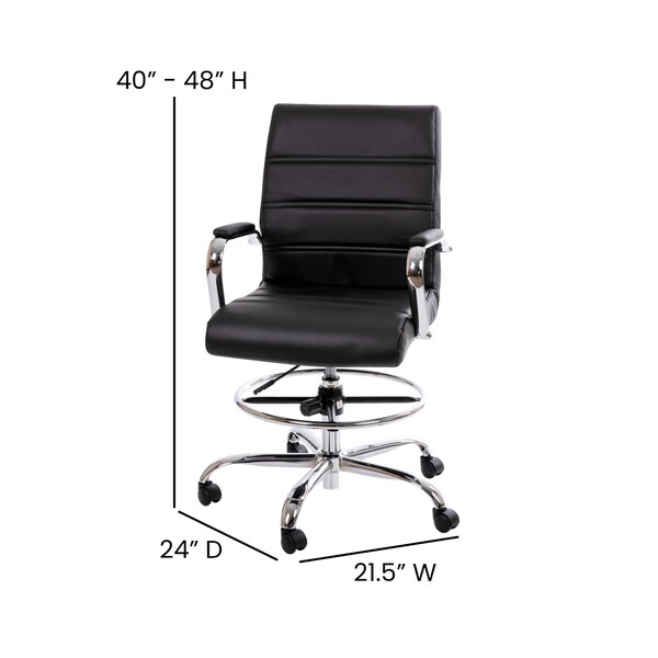 Flash Furniture Black LeatherSoft Drafting Chair with Foot Ring - GO-2286B-BK-GG