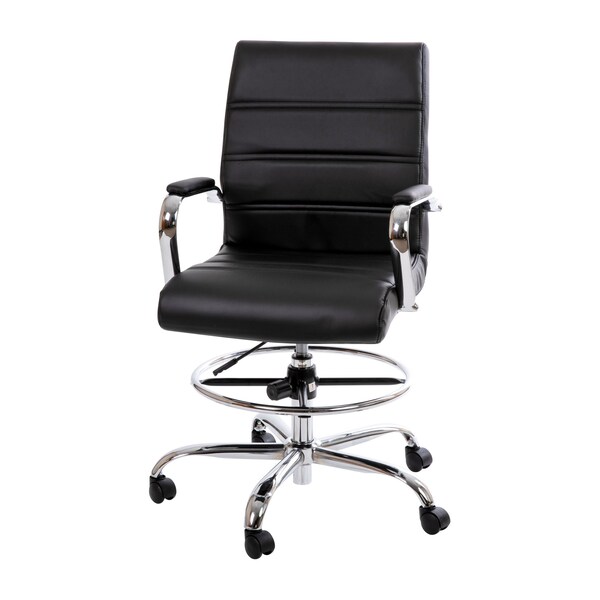 Flash Furniture Black LeatherSoft Drafting Chair with Foot Ring - GO-2286B-BK-GG