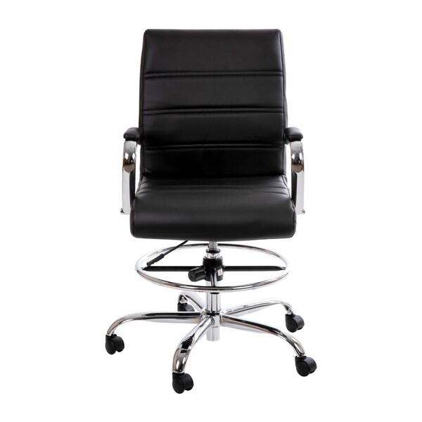 Flash Furniture Black LeatherSoft Drafting Chair with Foot Ring - GO-2286B-BK-GG