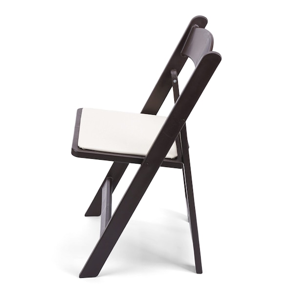 Atlas Commercial Products TitanPRO Dark Brown Resin Folding Chair with Ivory Pad - RFC6DBRIV