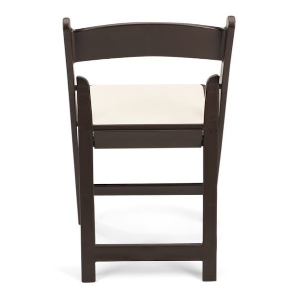 Atlas Commercial Products TitanPRO Dark Brown Resin Folding Chair with Ivory Pad - RFC6DBRIV