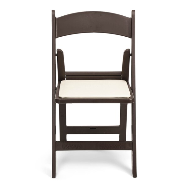 Atlas Commercial Products TitanPRO Dark Brown Resin Folding Chair with Ivory Pad - RFC6DBRIV