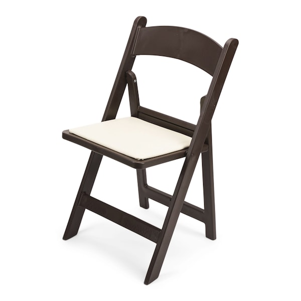 Atlas Commercial Products TitanPRO Dark Brown Resin Folding Chair with Ivory Pad - RFC6DBRIV