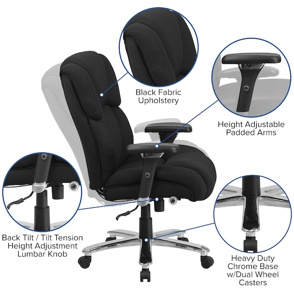 Flash Furniture Hercules Office Chair, Black Back, 30 in W 34" L 48" H, Adjustable Padded - GO-2149-GG