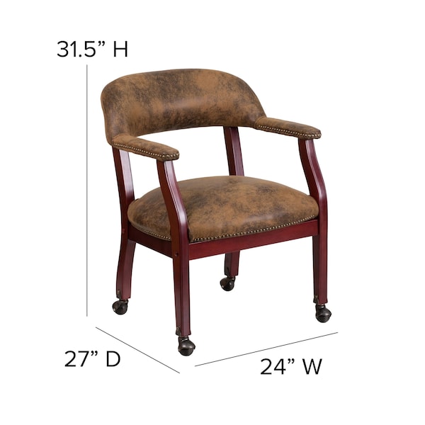Flash Furniture Traditional Luxurious Conference Chair, Brown Back, 24 in W 27" L 31-1/2" H, Upholstered Straight - B-Z100-BRN-GG