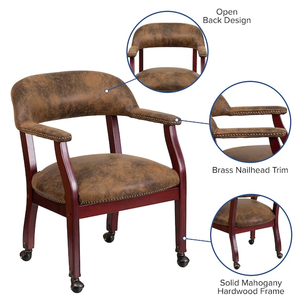 Flash Furniture Traditional Luxurious Conference Chair, Brown Back, 24 in W 27" L 31-1/2" H, Upholstered Straight - B-Z100-BRN-GG