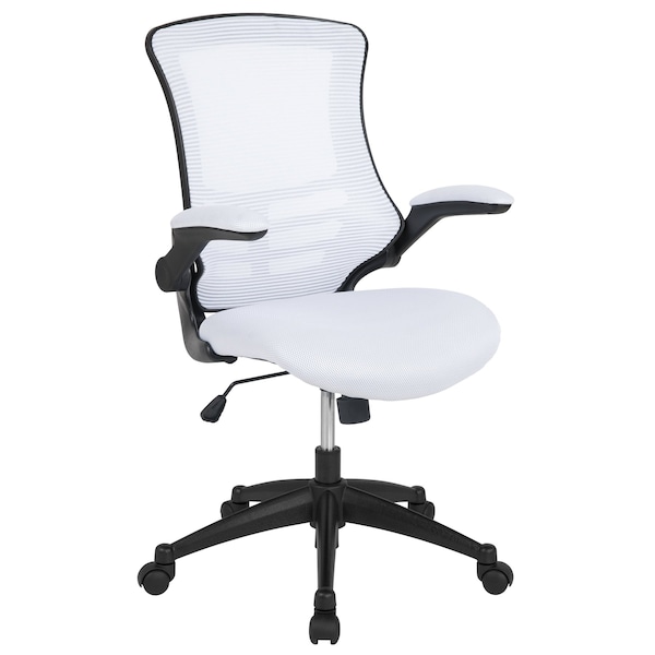 Flash Furniture Desk Chair White Mesh Mid-Back Desk Chair, Foam, Mesh, Metal, Plastic, Plywood, White Mesh - BL-X-5M-WH-GG