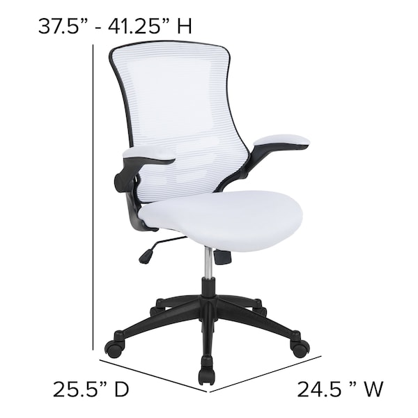 Flash Furniture Desk Chair White Mesh Mid-Back Desk Chair, Foam, Mesh, Metal, Plastic, Plywood, White Mesh - BL-X-5M-WH-GG