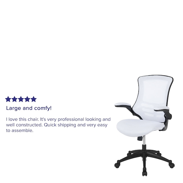 Flash Furniture Desk Chair White Mesh Mid-Back Desk Chair, Foam, Mesh, Metal, Plastic, Plywood, White Mesh - BL-X-5M-WH-GG