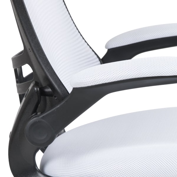 Flash Furniture Desk Chair White Mesh Mid-Back Desk Chair, Foam, Mesh, Metal, Plastic, Plywood, White Mesh - BL-X-5M-WH-GG