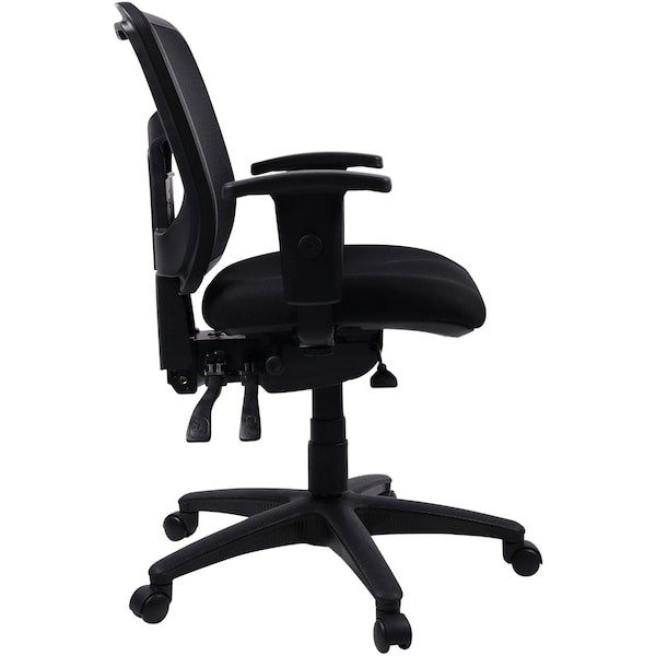 Lorell Managerial Chair Lorell Mid-Back Desk Chair, Adjustable Arms, 18" to 21.66" Height, Fabric, Black - LLR86802
