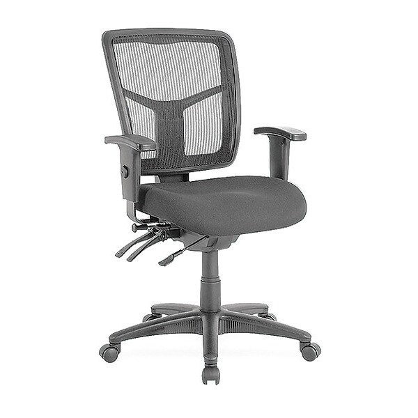 Lorell Managerial Chair Lorell Mid-Back Desk Chair, Adjustable Arms, 18" to 21.66" Height, Fabric, Black - LLR86802
